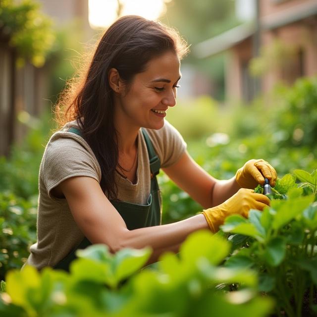 Fondatrice di Gaia's Bloom che cura piante biologiche