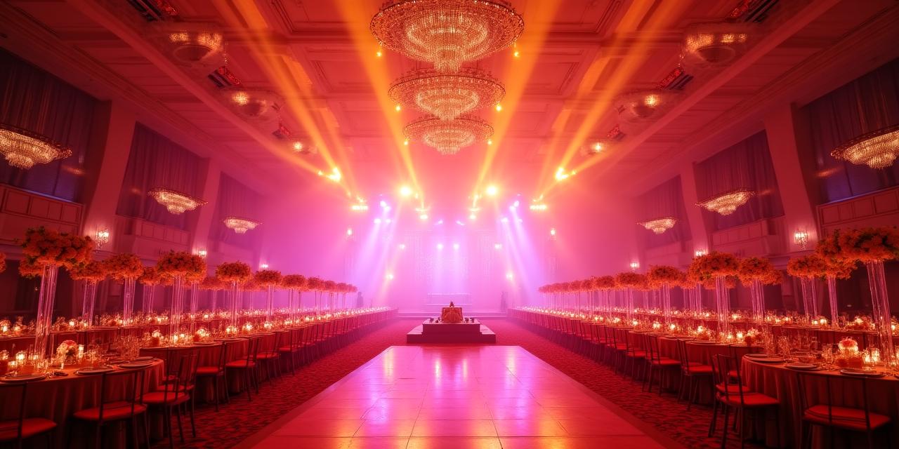 {{Groot overzicht van een verlichte feestzaal}}